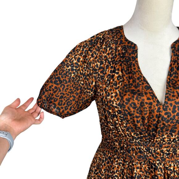 Ulla Johnson NWT Mariana Leopard Animal Print Puff Sleeve Fit & Flare Dress - Picture 11 of 16